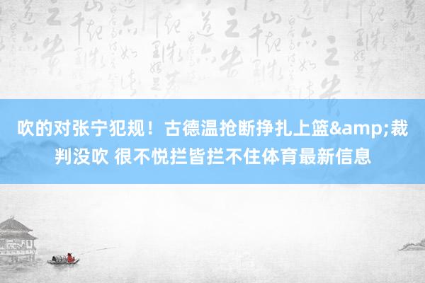 吹的对张宁犯规！古德温抢断挣扎上篮&裁判没吹 很不悦拦皆拦不住体育最新信息