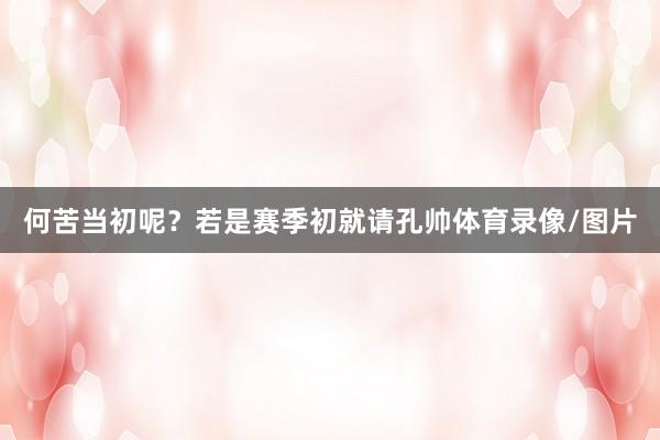何苦当初呢？若是赛季初就请孔帅体育录像/图片
