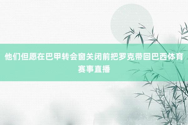 他们但愿在巴甲转会窗关闭前把罗克带回巴西体育赛事直播