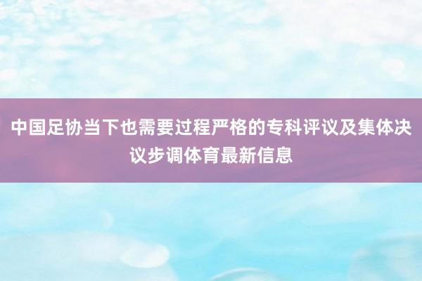 中国足协当下也需要过程严格的专科评议及集体决议步调体育最新信息