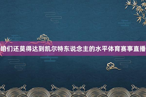 咱们还莫得达到凯尔特东说念主的水平体育赛事直播