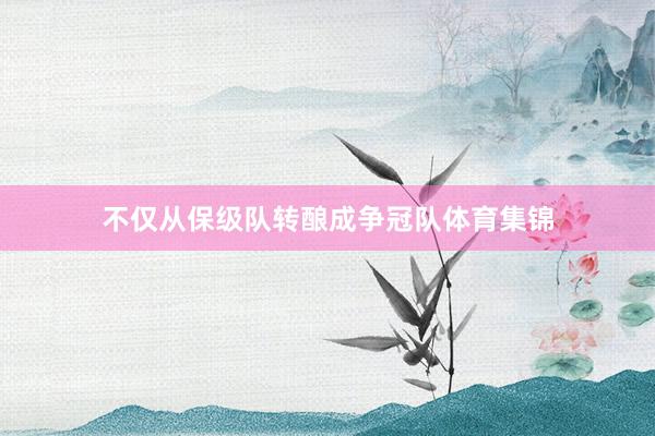 不仅从保级队转酿成争冠队体育集锦