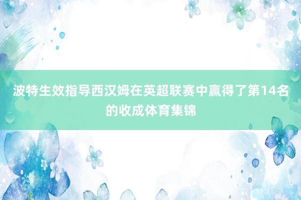 波特生效指导西汉姆在英超联赛中赢得了第14名的收成体育集锦