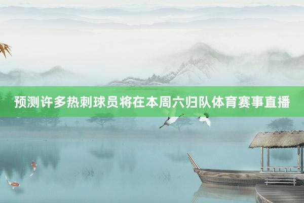 预测许多热刺球员将在本周六归队体育赛事直播