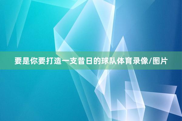 要是你要打造一支昔日的球队体育录像/图片