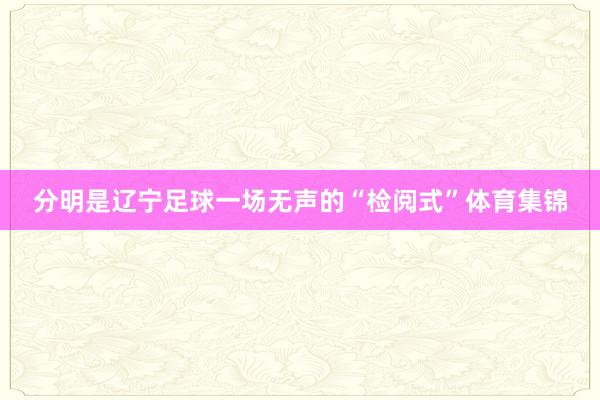 分明是辽宁足球一场无声的“检阅式”体育集锦